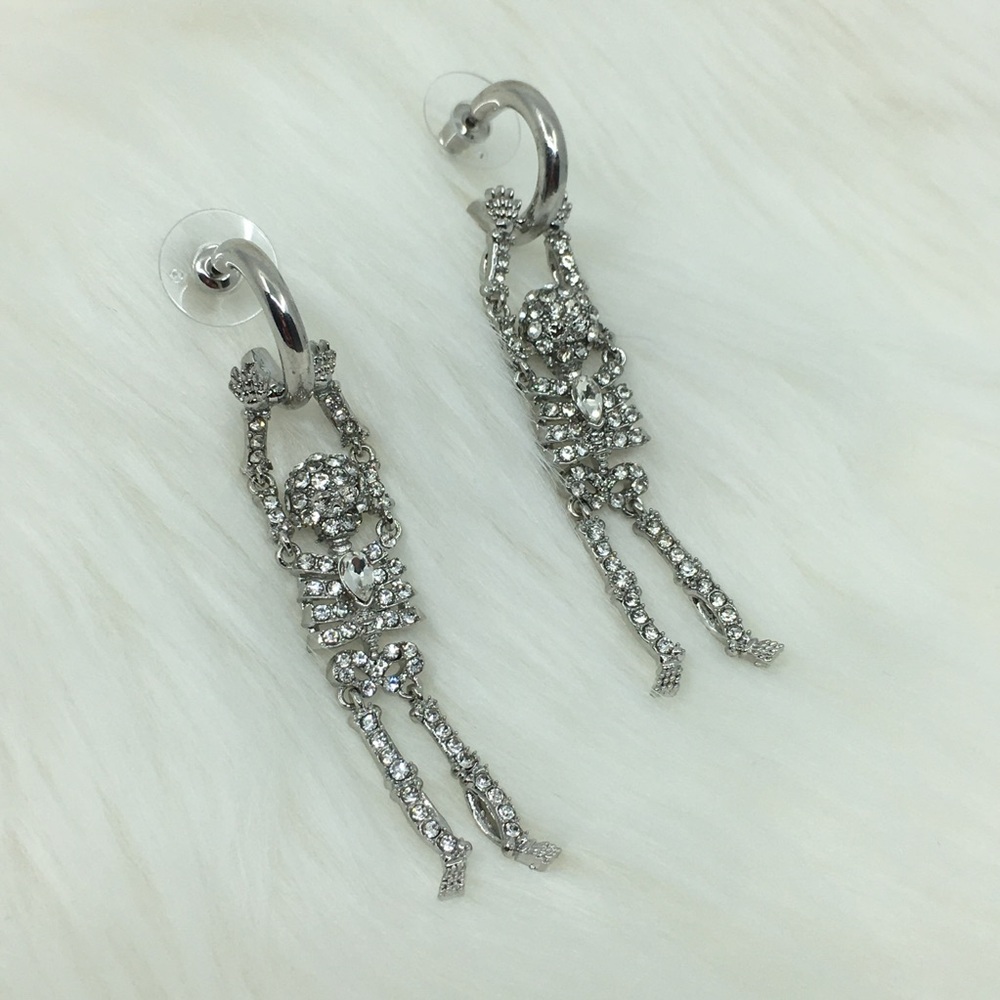 Sugarfix by Baublebar Skeleton Rhinestone Earrings NEW Drop Dead Hottie Gothic